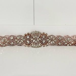 Rose Gold Rhinestone Belt Applique Crystal Applique